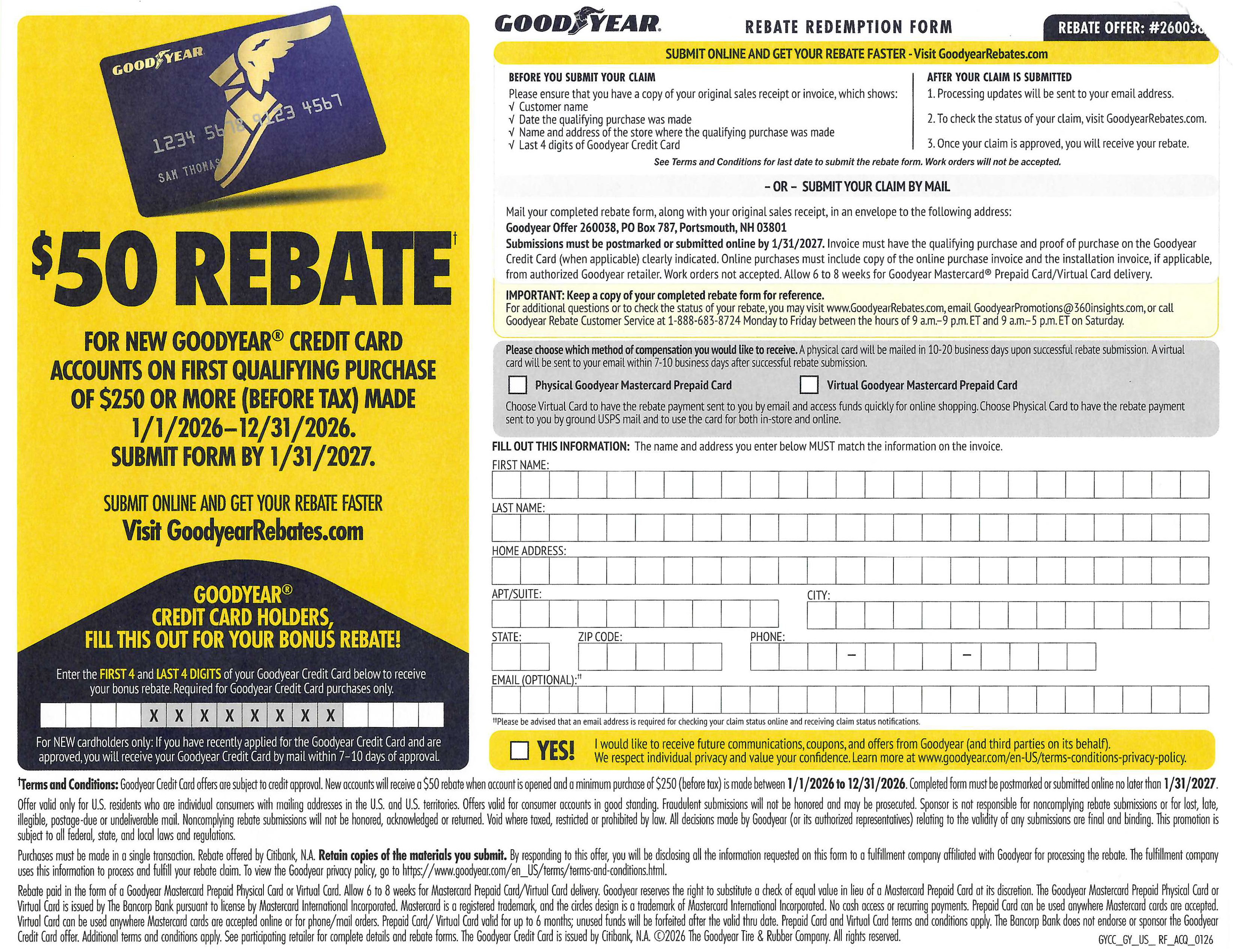 Tri Action Auto Repair | Goodyear Rebate Offer
